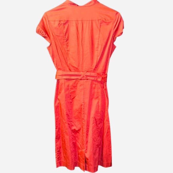 H&M Orange Shirt Dress Belted Short Sleeve Pockets Size 8 NWOT Summer - Picture 3 of 6